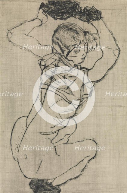 Squatting Woman, 1914. Creator: Egon Schiele.