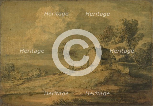 Wooded Landscape with Cottage, Cows and Sheep, ca. 1770. Creator: Thomas Gainsborough.