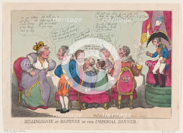 Billingsgate at Bayonne, or The Imperial Dinner!, July 10, 1808., July 10, 1808. Creator: Thomas Rowlandson.
