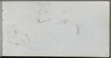 Sketchbook, page 53: Animal Studies and Tree Study. Creator: Ernest Meissonier (French, 1815-1891).