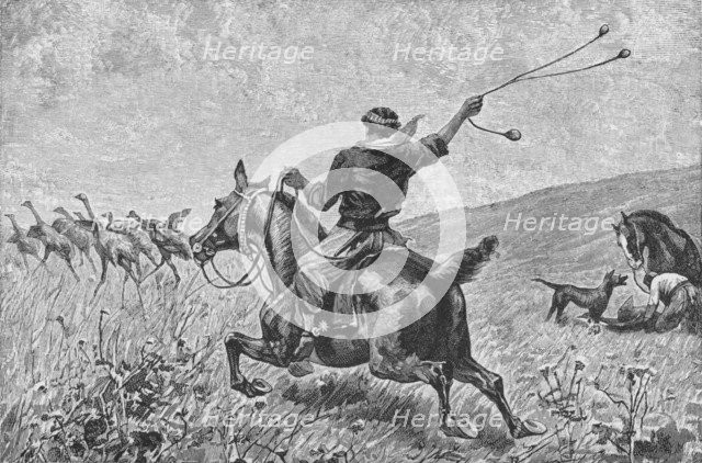 'Throwing The Bolas',  c1885, (1890). Artist: Robert Taylor Pritchett.