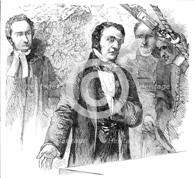 The Right Hon. W. E. Gladstone laying the Foundation-Stone of the School in Golden-Lane, 1856.  Creator: Unknown.