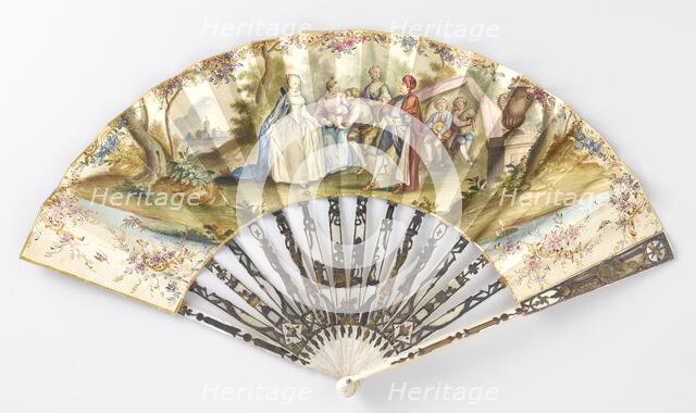 Folding fan with a dancing couple and musicians c.1775-c.1780. Creator: Anon.
