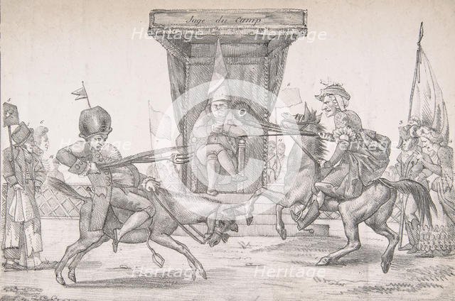 Polemical Duel between Lady Quotidienne and Sir Journal de Paris, 1821., 1821. Creator: Eugene Delacroix.