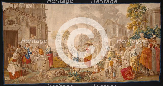 The Outdoor Market, from Village Festivals, France, 1775/89. Creator: Unknown.