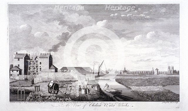 The Chelsea Water Works, London, 1752.  Artist: John Boydell