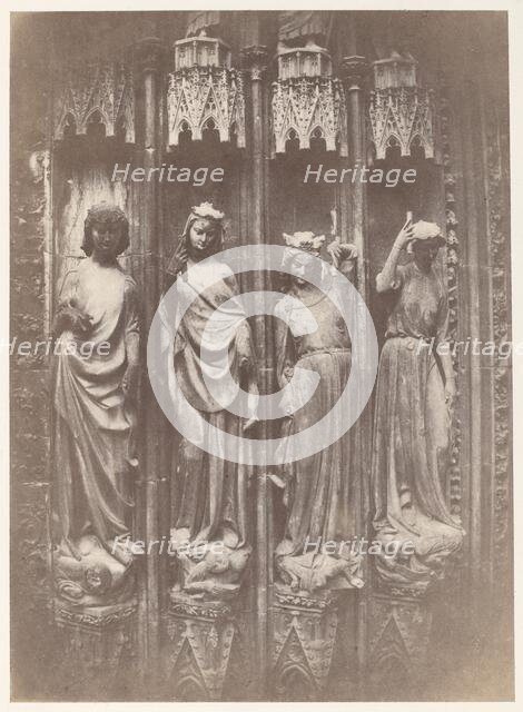 The Virtues Crushing the Vices, Strasbourg Cathedral, 1853. Creator: Charles Marville.