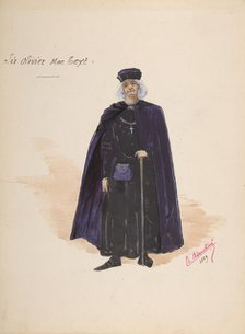 Costume for Sir Olivier McText [a]; Descriptive Sheet of Accessories [b], 1889. Creator: Charles Bianchini.