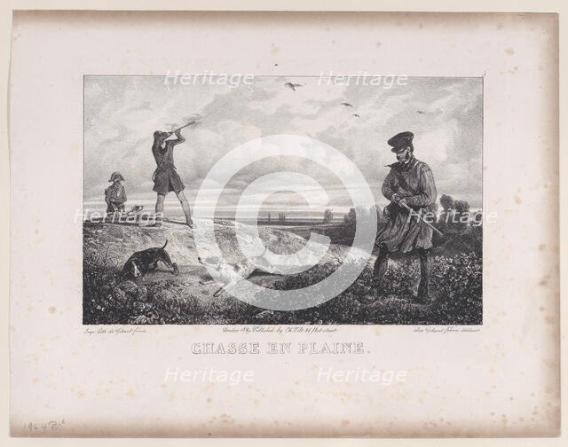 Hunting in the Field, from the series Hunting Scenes, 1829. Creator: Alexandre Gabriel Decamps.