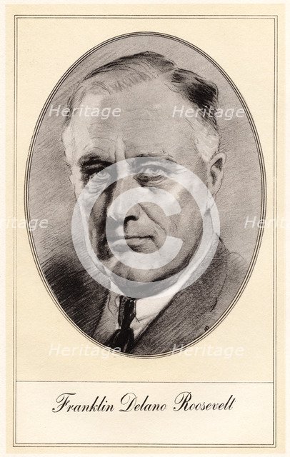 Franklin Delano Roosevelt, 32nd President of the United States, (mid 20th century).Artist: Gordon Ross