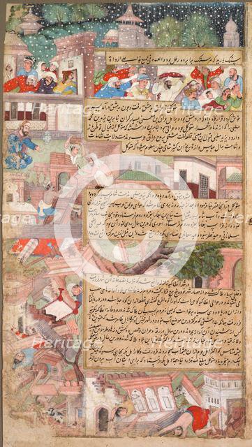 Page of disasters, from the Tarikh-i Alfi (History of the Thousand [Years]), c. 1595. Creator: Unknown.