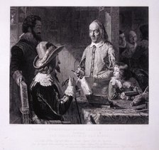 William Harvey demonstrating to King Charles I his theory of the circulation of the blood, 1851. Artist: H Lemon