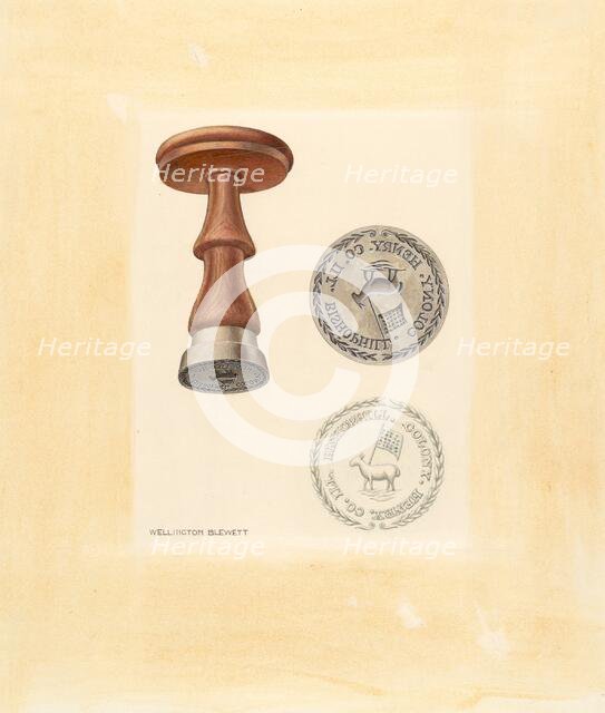 Bishop Hill: Seal, c. 1939. Creator: Wellington Blewett.