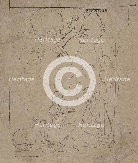 Shiva and Parvati in a Mountain Grotto, ca. 1800. Creator: Unknown.