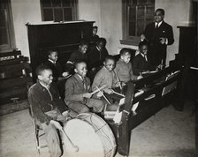 Children's drum class, Central Manhattan Music School, 1938. Creator: Solomon Horn.
