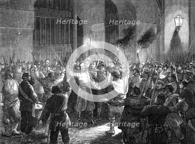 M. Flourens released from prison by the insurgents in Paris, 1871. Creator: JML Ralston.