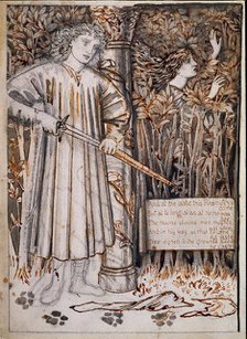 Pyramus and Thisbe - Pyramus Draws His Sword to Slay Himself, 1866. Creator: Sir Edward Coley Burne-Jones.