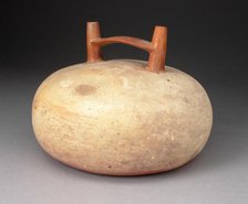 Double Spout and Bridge Bottel Painted with Cream and Orange Slips, 650/150 B.C. Creator: Unknown.