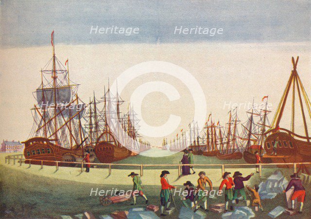 'Whaling Ships at Kingston On Hull', c1780. Artist: BF Liezel.