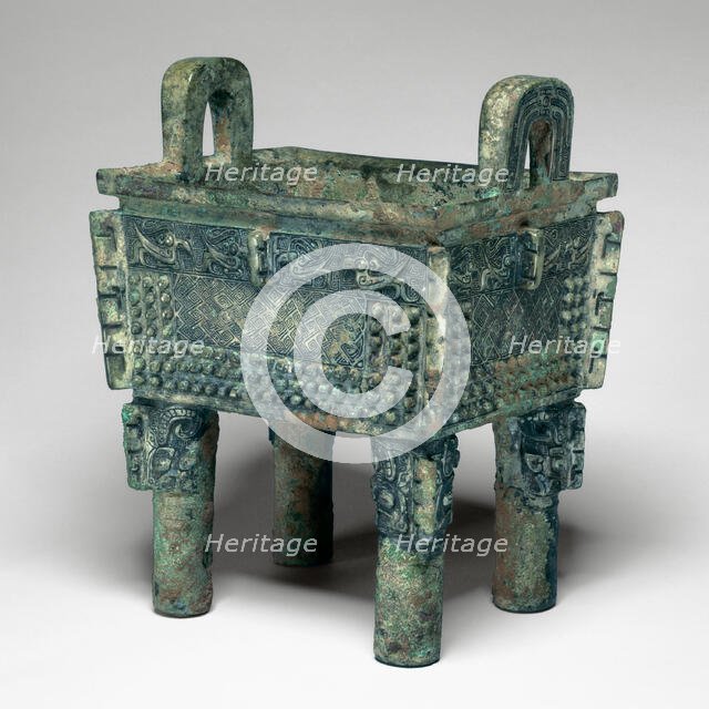 Rectangular Cauldron, Shang dynasty ( about 1600-1046 BC ), 12th/11th century B.C. Creator: Unknown.