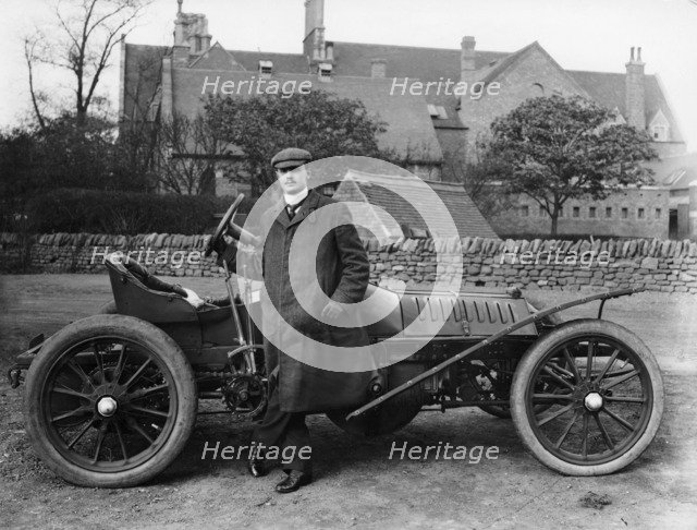 Charles Stewart Rolls with a 1905 Wolseley, c1905. Artist: Unknown