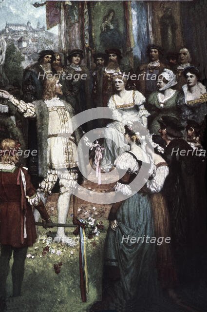 Scene from the play 'The Master Singers of Nuremberg', by Richard Wagner, composed in 1864, 1908. Creator: Leeke, Ferdinand (1859-1923).