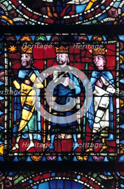 The Adoration of the Magi, stained glass, Chartres Cathedral France, 1145-1155. Artist: Unknown