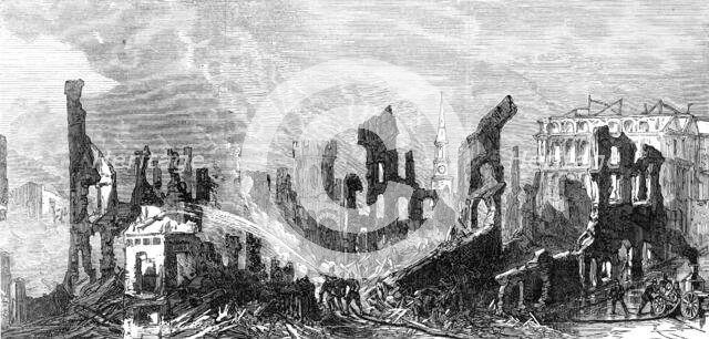 The Great Fire at Boston: view of the ruins, from Pearl-Street, 1872. Creator: Unknown.