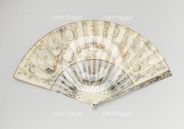Folding fan with seated woman, c.1775-c.1780. Creator: Anon.