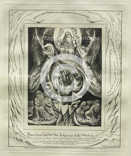 The Book of Job: Pl. 16, Thou hast fulfilled the Judgment of the Wicked, 1825. Creator: William Blake (British, 1757-1827).