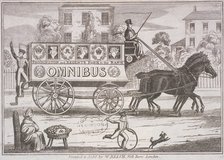 Shillibeer's first omnibus drawn by three horses, London, c1830. Artist: Anon