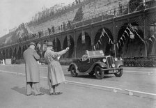 Morris open 2-seater of MC Browning on Madeira Drive, Brighton, RAC Rally, 1939. Artist: Bill Brunell.