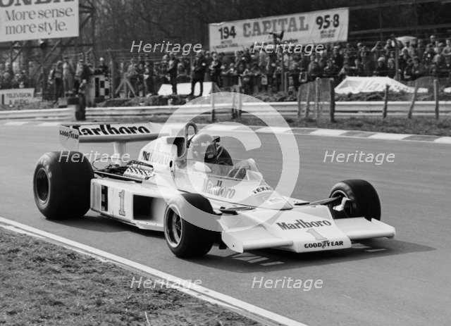 James Hunt in McLaren-Ford M23, Brands Hatch, Kent, 1977. Artist: Unknown