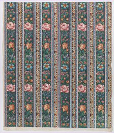Sheet with a six borders with floral garlands, late 18th-mid-19th ce..., late 18th-mid-19th century. Creator: Anon.