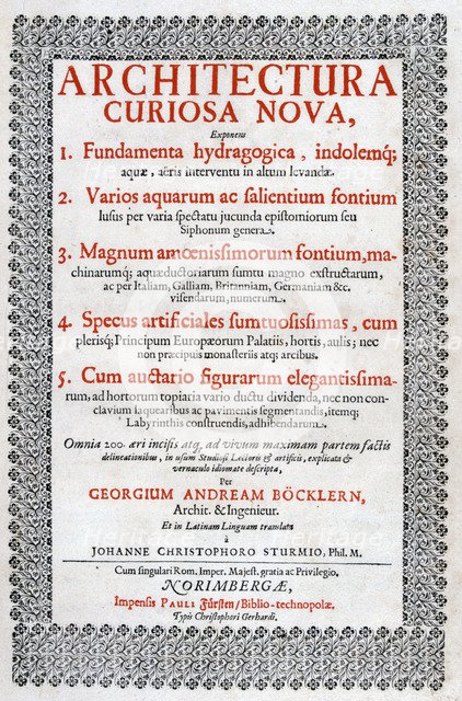 Title page of Architectura Curiosa Nova, 1664. Artist: Georg Andreas Bockler