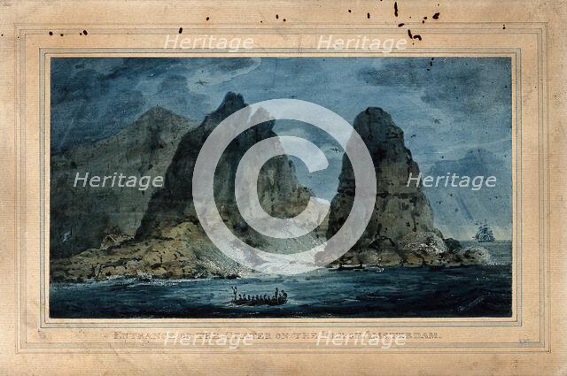 Entrance to the crater of the island of Amsterdam, Indian Ocean, 11 October 1804. Creator: Edward Hawke Locker.