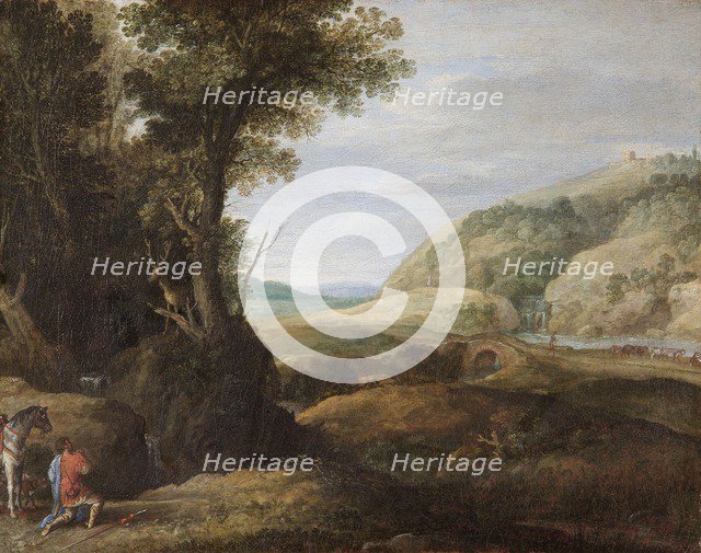 'Landscape with St Hubert and the Stag', late 16th or early 17th century. Creator: Paul Brill.