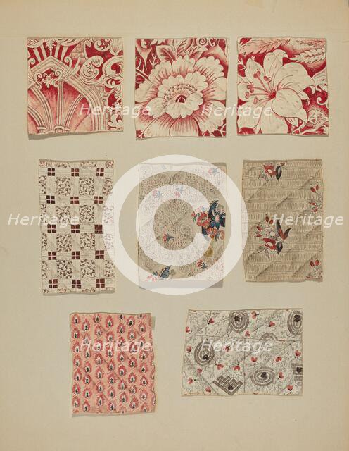 Swatches from Patchwork Quilt, c. 1939. Creator: Henry Granet.