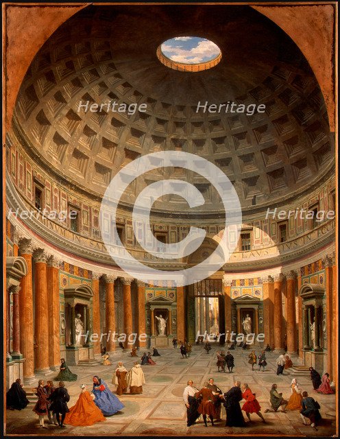 Interior of the Pantheon, Rome. Artist: Panini, Giovanni Paolo (1691-1765)