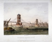 View of Hungerford Bridge from the east, London, 1854.                                              Artist: Louis Julien Jacottet