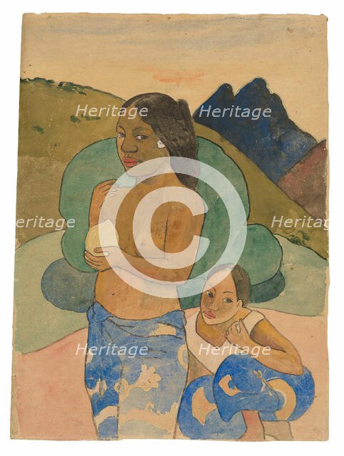 Two Tahitian Women in a Landscape, c. 1892. Creator: Paul Gauguin.