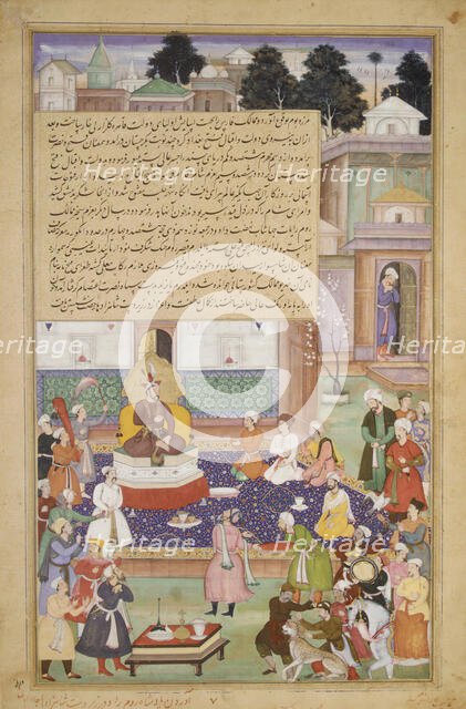 Sultan Bayazid before Timur, Folio from an Akbarnama (History of Akbar), ca. 1600. Creator: Dharm Das.