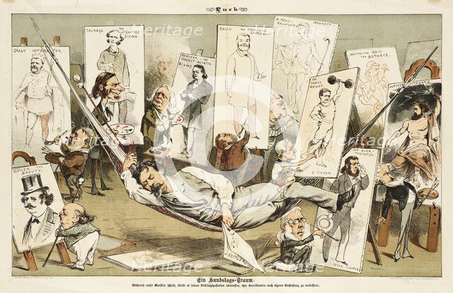 Ein Hundstage-Traum.... Cartoon from Puck, 1881. Creators: Bernhard Gillam, Joseph Keppler.