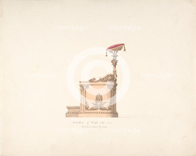 Elevation of a Pulpit, Side View, R. Edmundson & Sons, early 19th century. Creator: Anon.