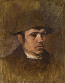 Head of a Worker in a Hat, around 1900. Creator: Ladislav Mednyanszky.