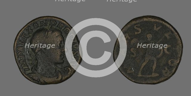 Sestertius (Coin) Portraying Emperor Severus Alexander, 232. Creator: Unknown.
