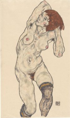 Nude in Black Stockings, 1917. Creator: Egon Schiele.