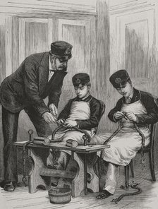 Prince Albert Victor and Prince George on board the frigate HMS Britannia, c1877. Creator: Unknown.