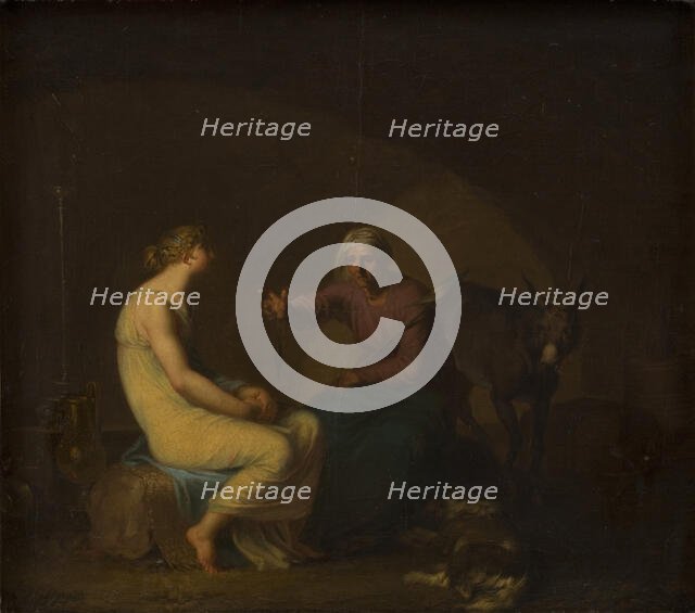 The robber gang's housekeeper comforts the young girl by telling the myth of Cupid..., 1808. Creator: Nicolai Abraham Abildgaard.