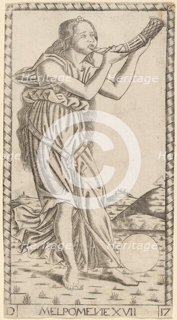 Melpomene, probably c. 1470. Creator: Master of the S-Series Tarocchi.